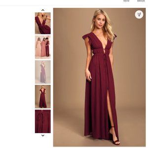 Lulus I'm All Yours Burgundy Ruffled Maxi Dress